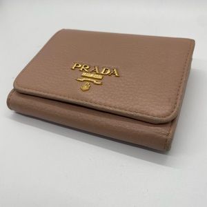 Prada Leather Compact Wallet - Nude Pink Heavily used.